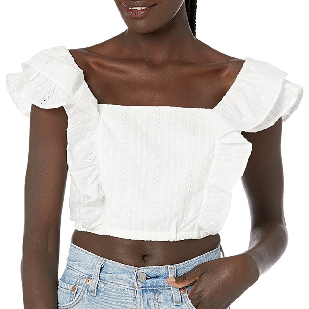 NWT BCBGeneration Woven Eyelet Crop Top
